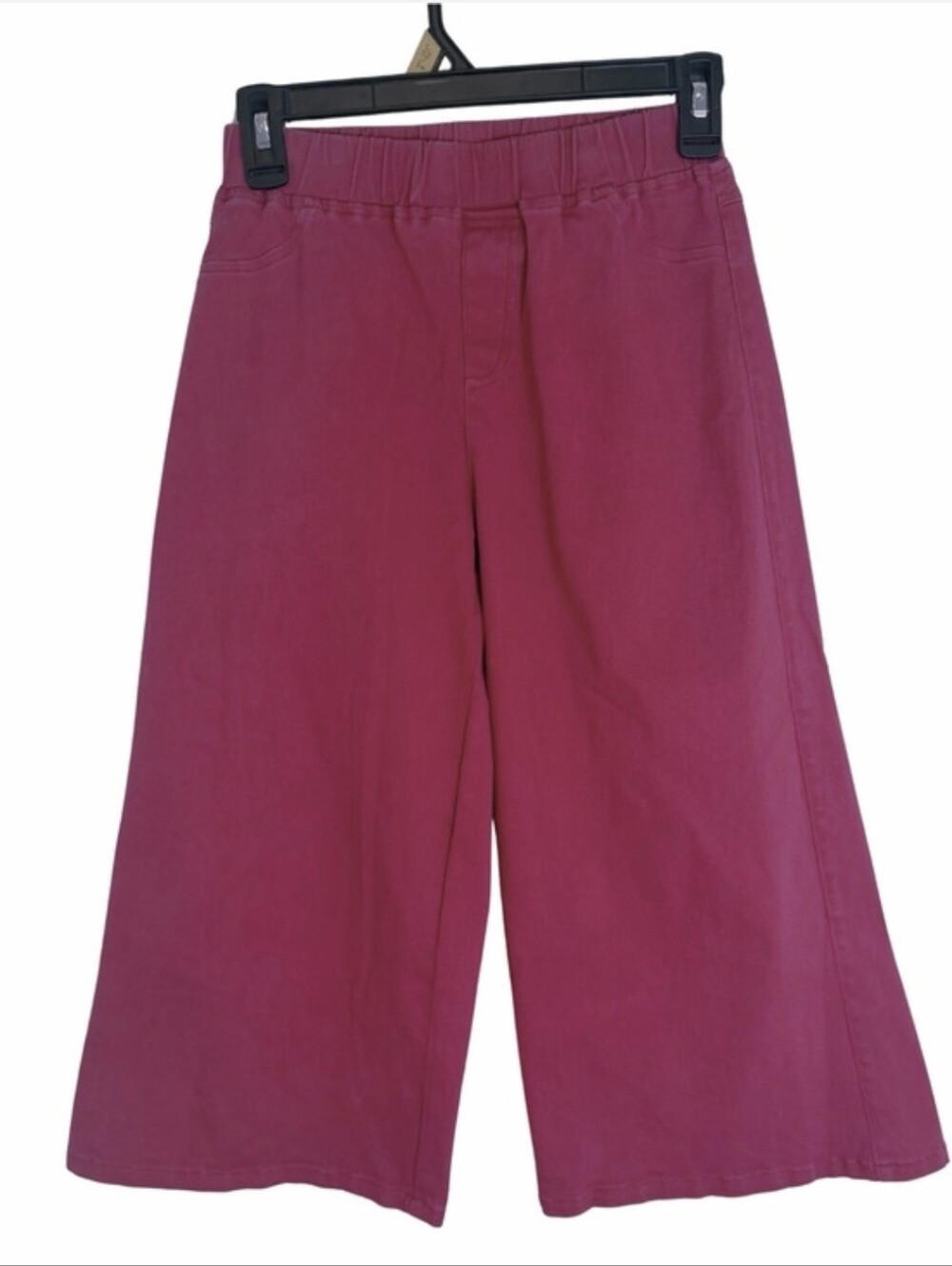 Umgee Wide-Leg Pull-On Cropped Pants in Faded Deep Berry